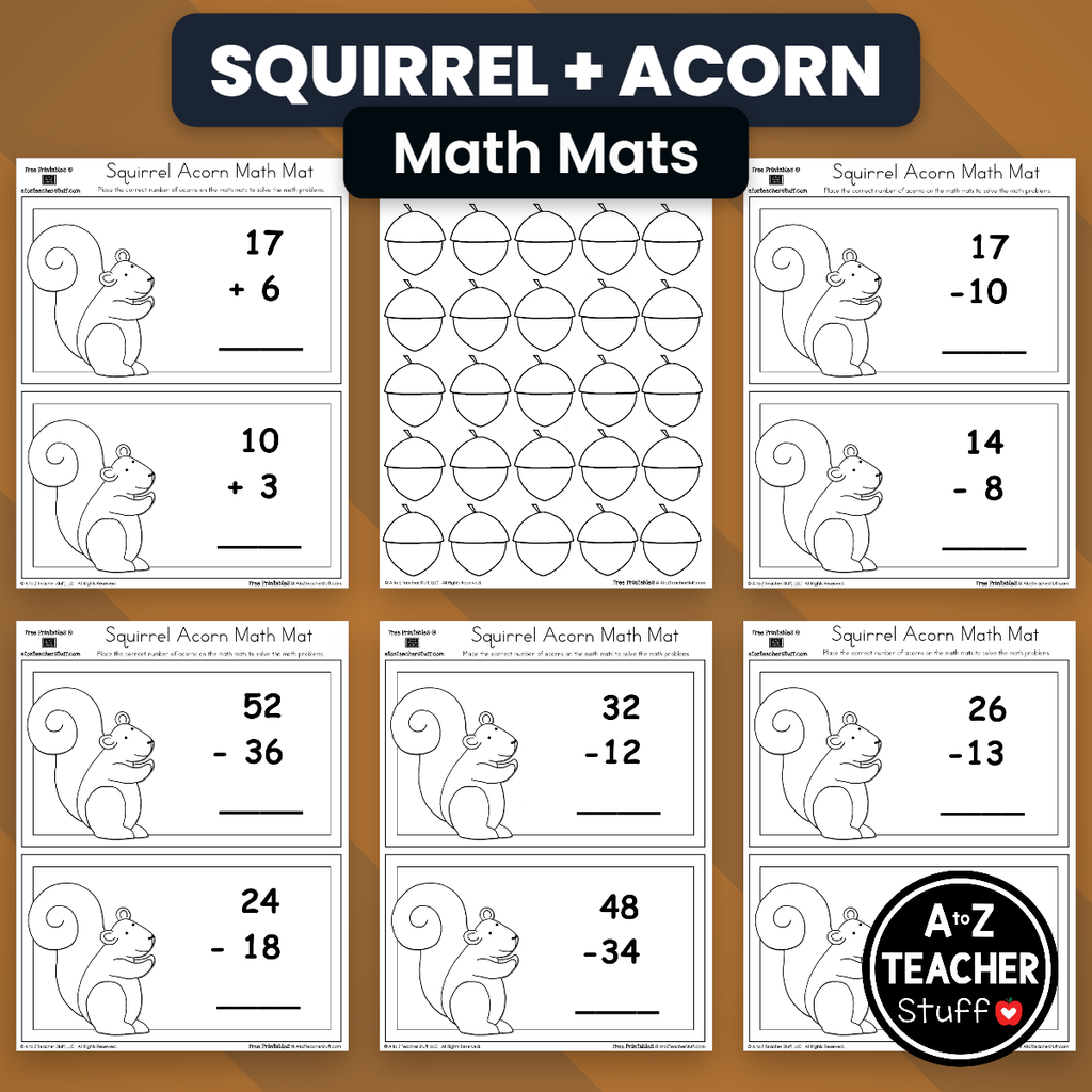 Squirrel and Acorn Math Mats (Addition & Subtraction)