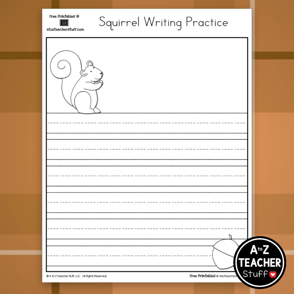 Squirrel Writing Practice Page