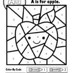 Apple Color by Code Letter A Alphabet Printable