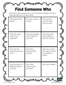 Find Someone Who Icebreaker Printable