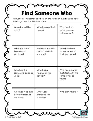 Find Someone Who Icebreaker Printable