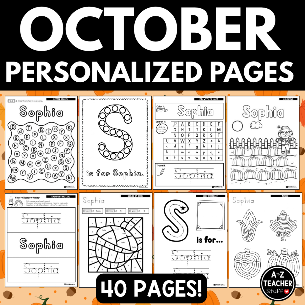 Custom, Personalized Name Workbook - October