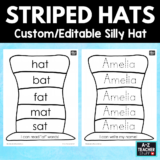 Custom Editable Striped Hat Printable for Name Tracing Practice or Words editable-striped-hats