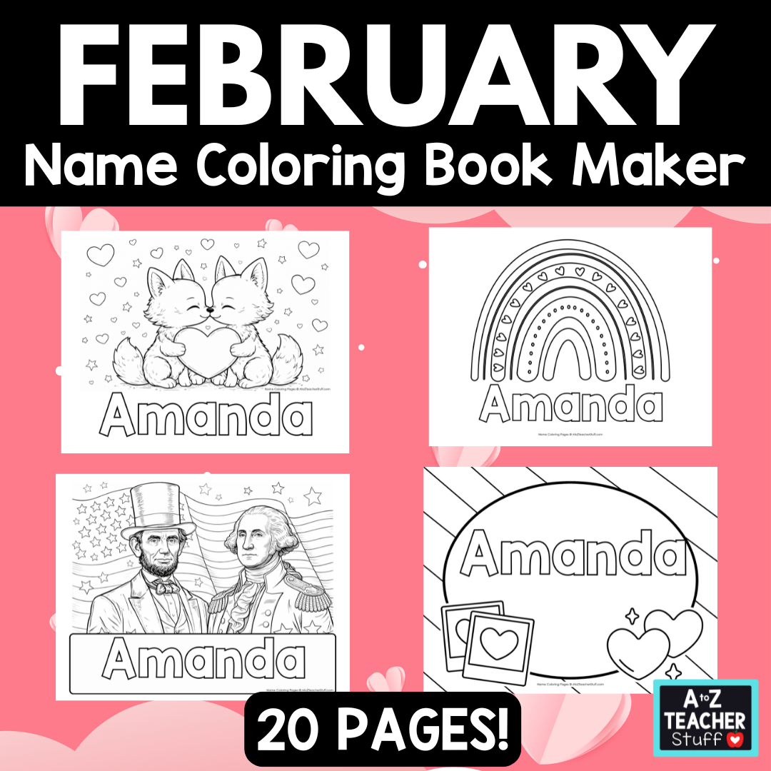 February Name Coloring Book Pages
