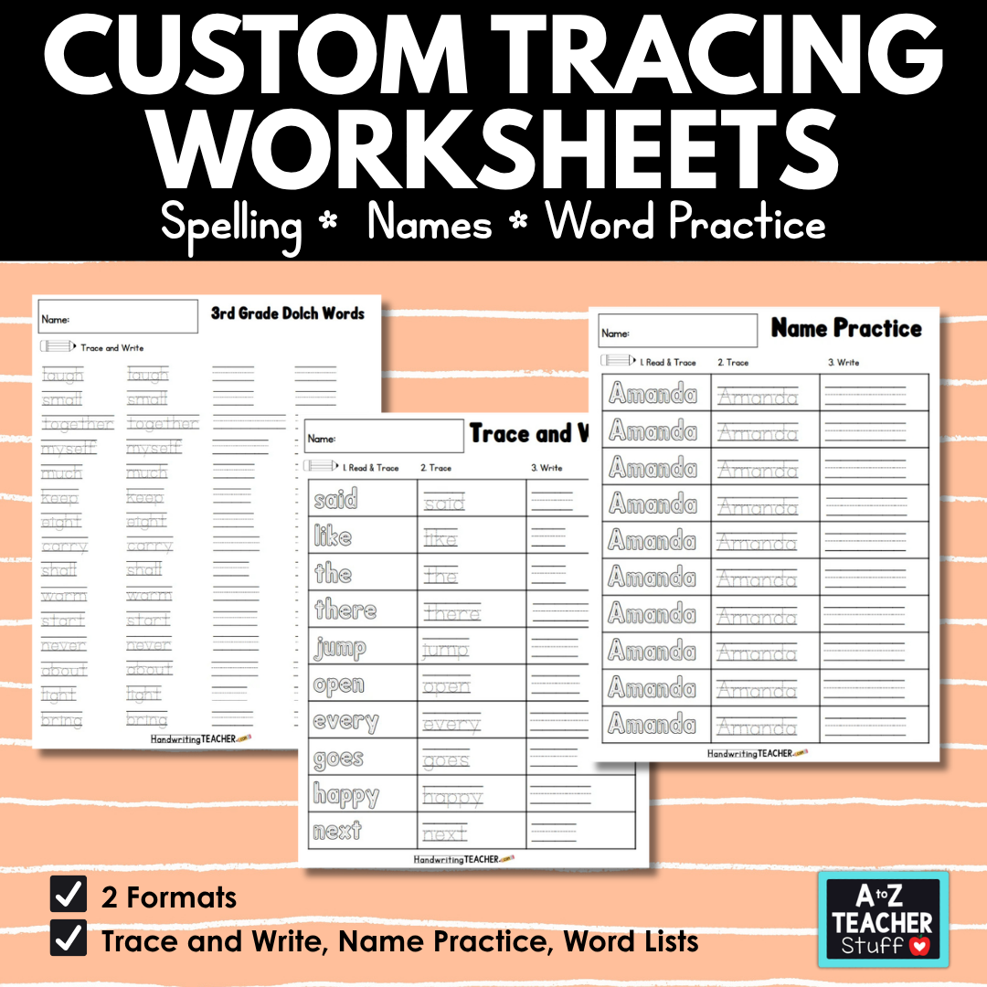 Word Tracing Worksheets – Create Custom Practice for Spelling, Names & Sight Words