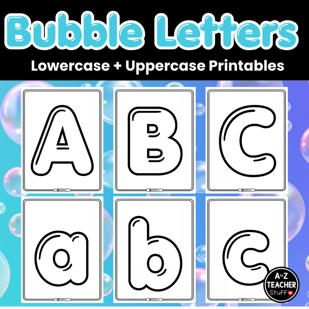 Bubble Letters Uppercase + Lowercase Printable Pages