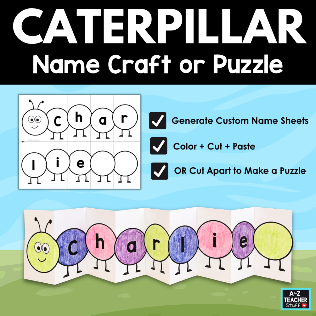 Caterpillar Name Craft Generator - Name Puzzle or Accordion