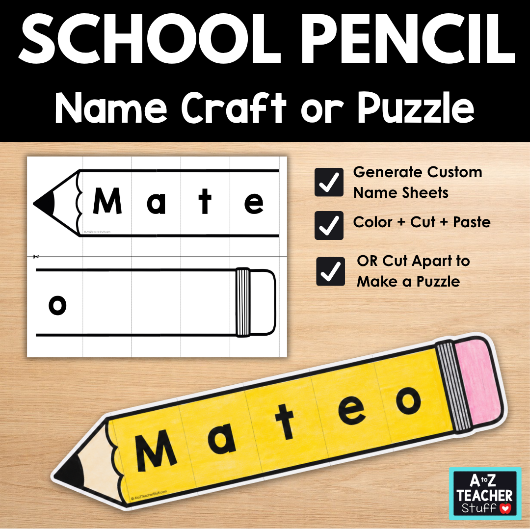 Pencil Name Craft Generator - Name Puzzle or Accordion