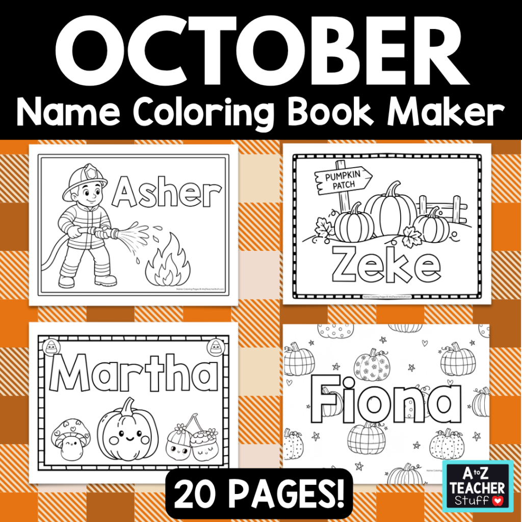 October Name Coloring Book Pages