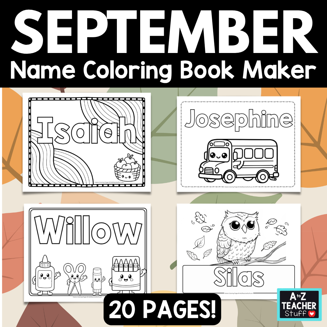 September Name Coloring Book Pages