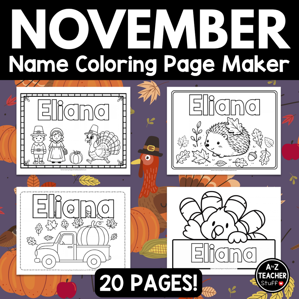 November Name Coloring Book Pages